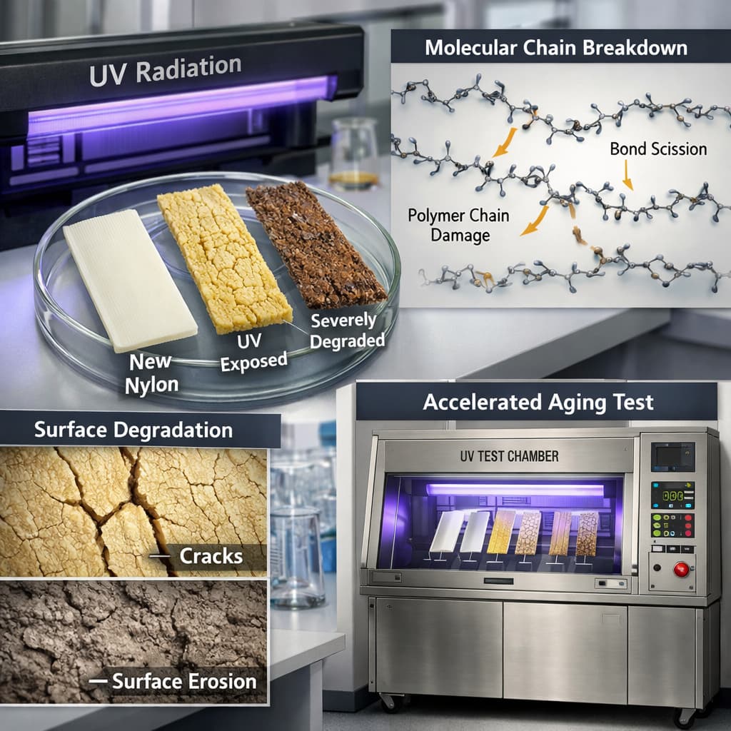 اختبار مقاومة العوامل الجوية ونموذج تقادم مواد النايلون بفعل الأشعة فوق البنفسجية: كيف يمكن التنبؤ بعمر الخدمة في الهواء الطلق؟